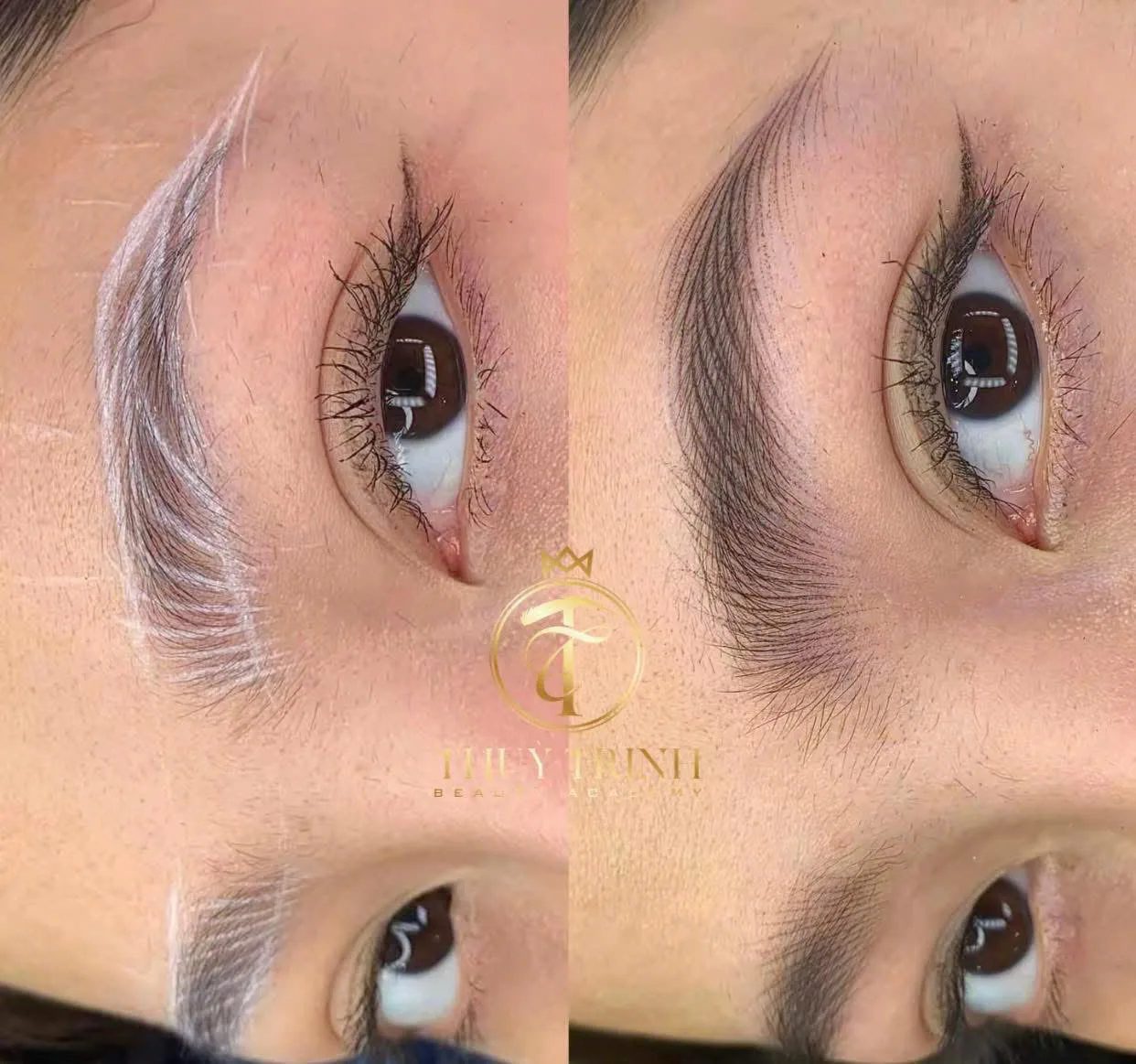 So sánh Trước & Sau thiết kế dáng mày & điêu khắc sợi thanh tú hài hòa