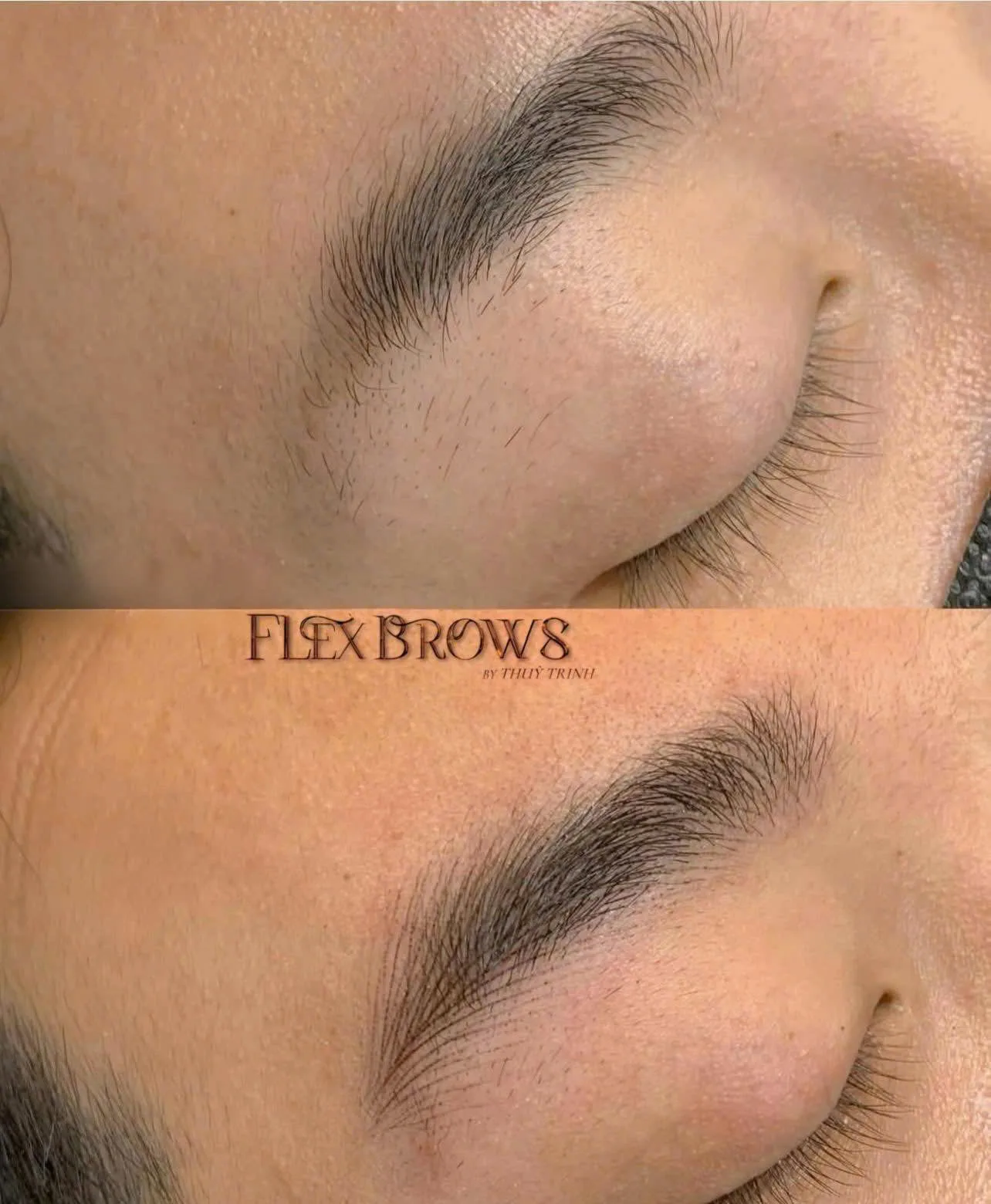 Trước & Sau kỹ thuật FLEXBROWS xử lý chân mày thưa phần đuôi, sợi bay mềm mại