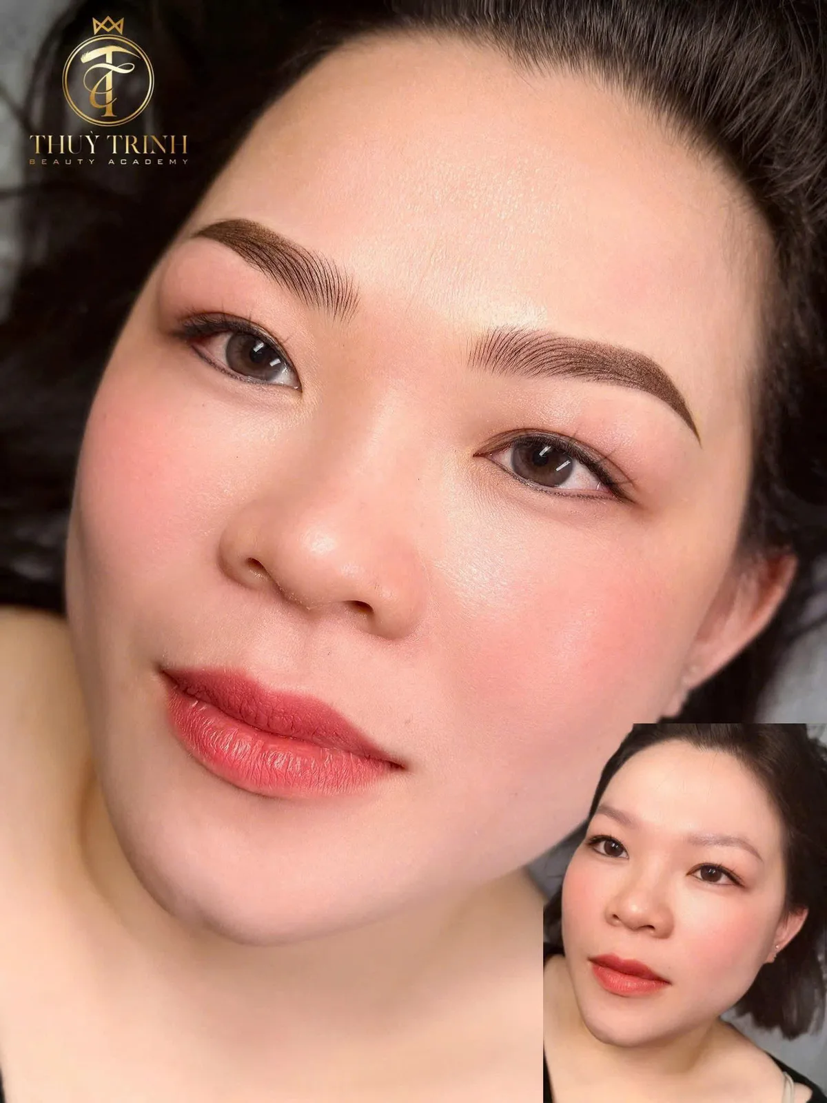 Gương mặt khách hàng Trước & Sau khi kiến tạo dáng mày phong thủy và phun môi