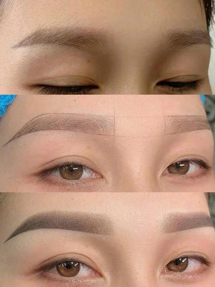 Quy trình từ nền mày thưa nguyên bản → Đo vẽ khung nhân trắc học → Hoàn thiện