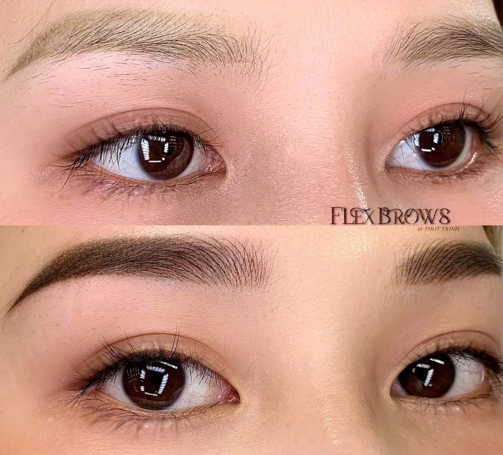 Trước & Sau tạo sợi chân mày FLEXBROWS ôm sát khung xương mắt, tôn ánh nhìn